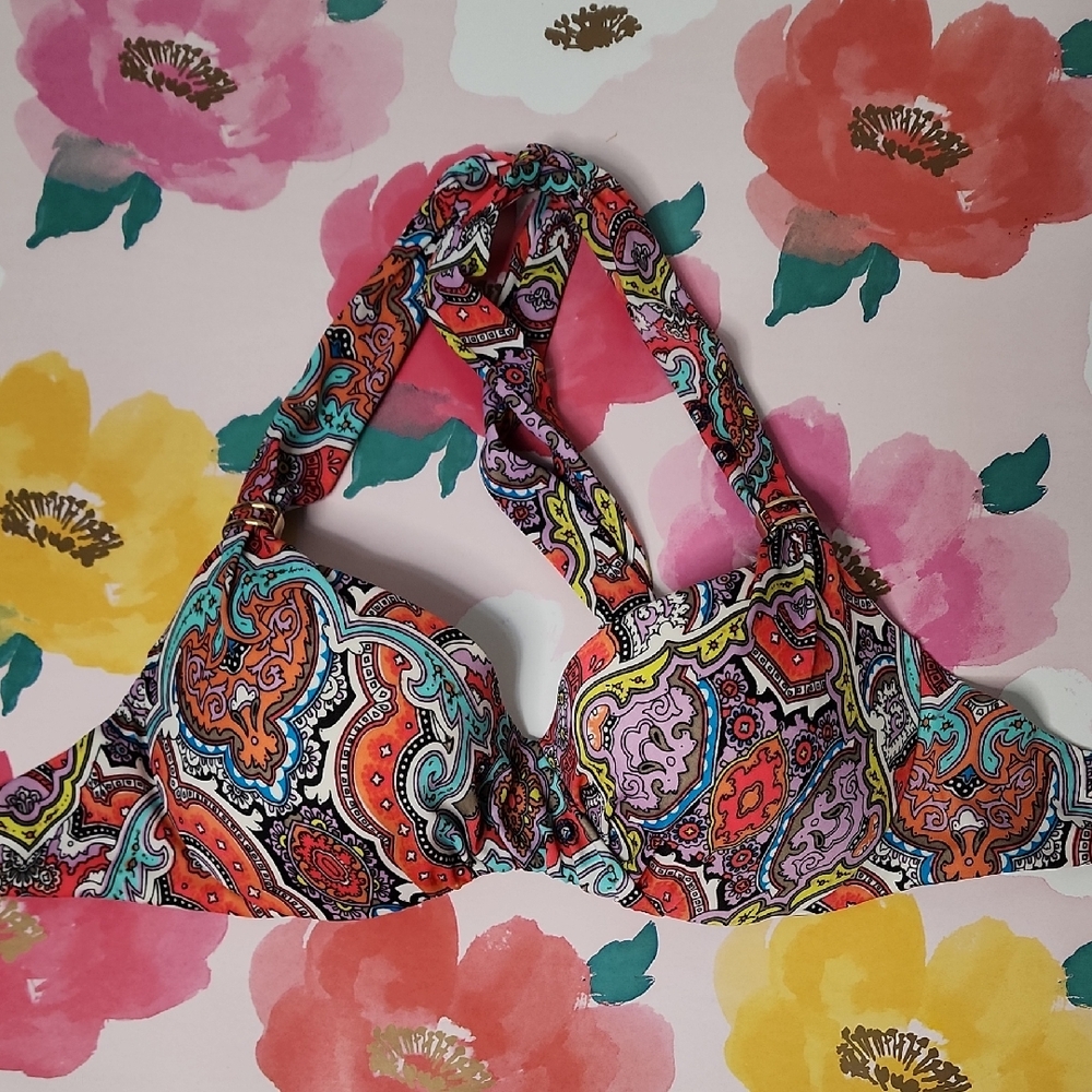 Victoria's Secret Paisley Push Up Swim Top 32b